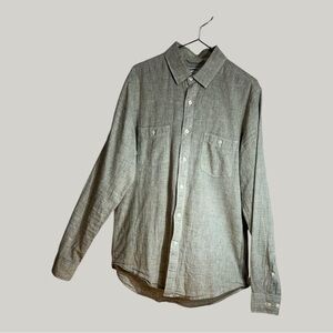 Express Khaki Stone Gray Button Down Long Sleeve Casual Shirt S/P